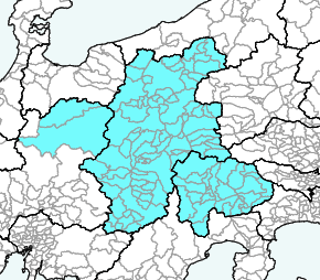 長野県・山梨県西部・岐阜県飛騨地方の営業対応エリアマップ