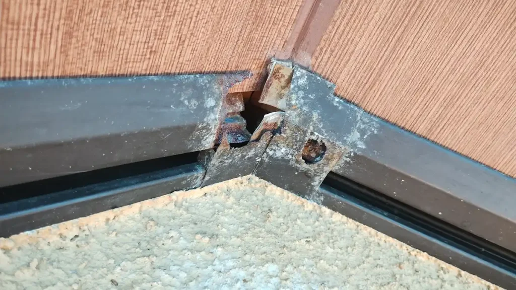 【長野県の施工実績】上田市塩田平|外壁通気口から10年続いた100頭のコウモリ侵入住宅を防除した事例 3 長期間のアブラコウモリ被害により尿で錆びて穴が開いた住宅の金属製取付金具